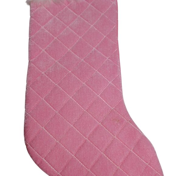 Packed Party Pink Quilted Christmas Stocking With Faux Fur Trim - Picture 5 of 6